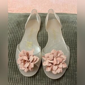 Pink and white jelly slides. With flowers detail